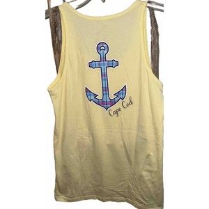 Cuffy’s‎ Cape Cod Nautical Plaid Anchor Yellow Tank Cotton Size M Women’s